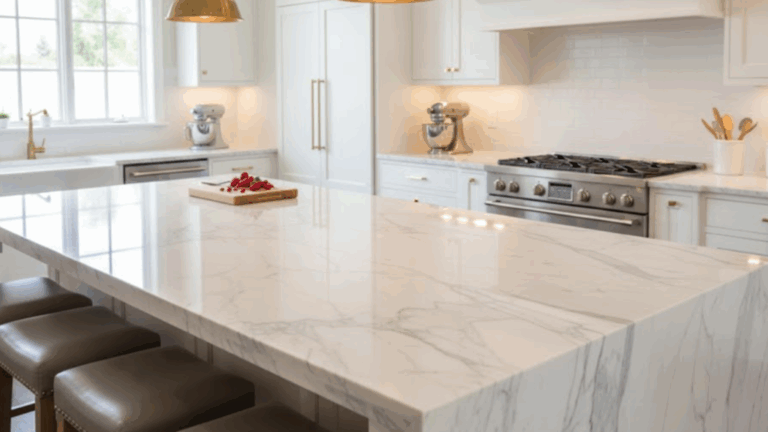 Carrara marble kitchen worktop